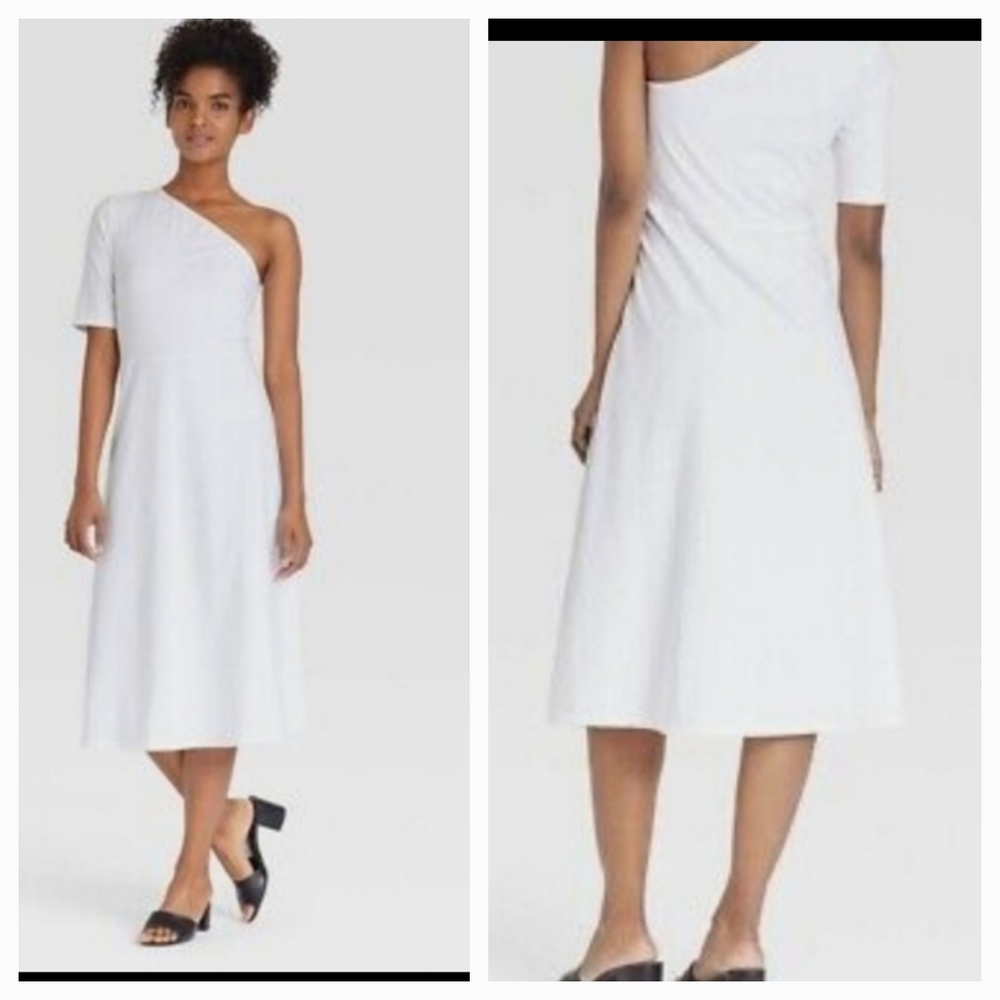 Off The Shoulder White Dress Resortwear Vacation Office Wear Business Casual - Picture 2 of 9